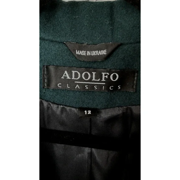 Aldopho Classics Women Sz 12 Overcoat 100% Wool Emerald Green Quiet Luxury Long - Picture 8 of 12